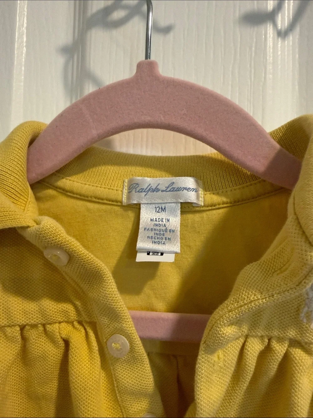 Ralph Lauren Yellow Polo Bubble Romper with Multi-Color Pony Embroidery